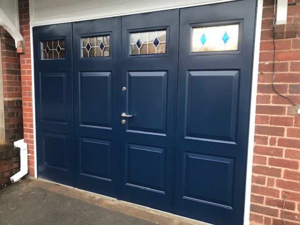 50-50 Bi-folding Side Hinged Garage Doors installed by B & L Birmingham